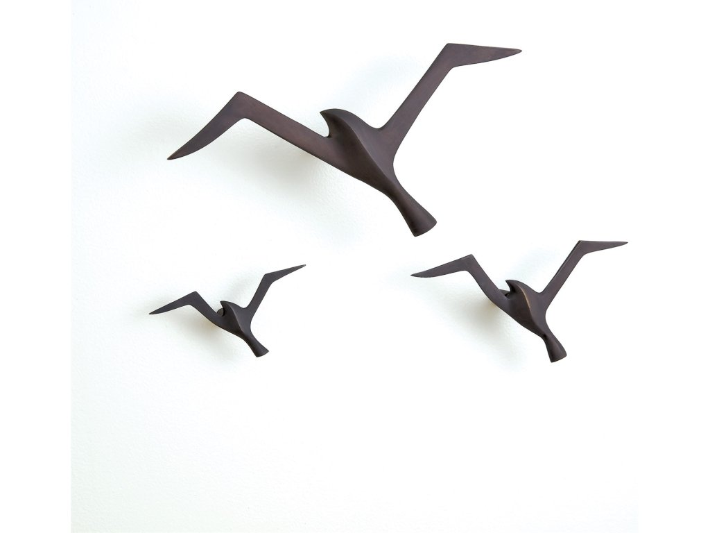 S/3 Metallic Flock Wall Decor-Brass - image 3