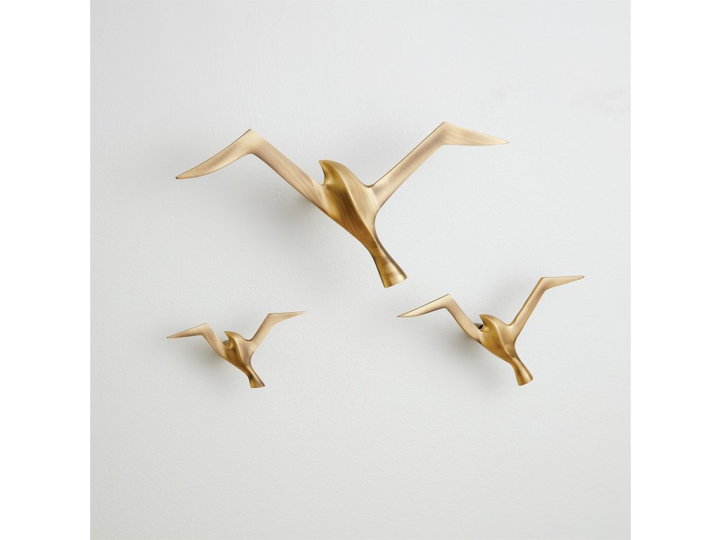 S/3 Metallic Flock Wall Decor-Brass - image 2