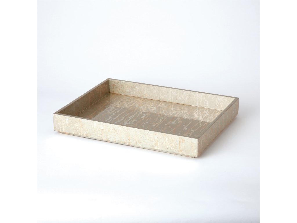 Champagne Silver Leaf Rectangle Tray-Sm - image 2