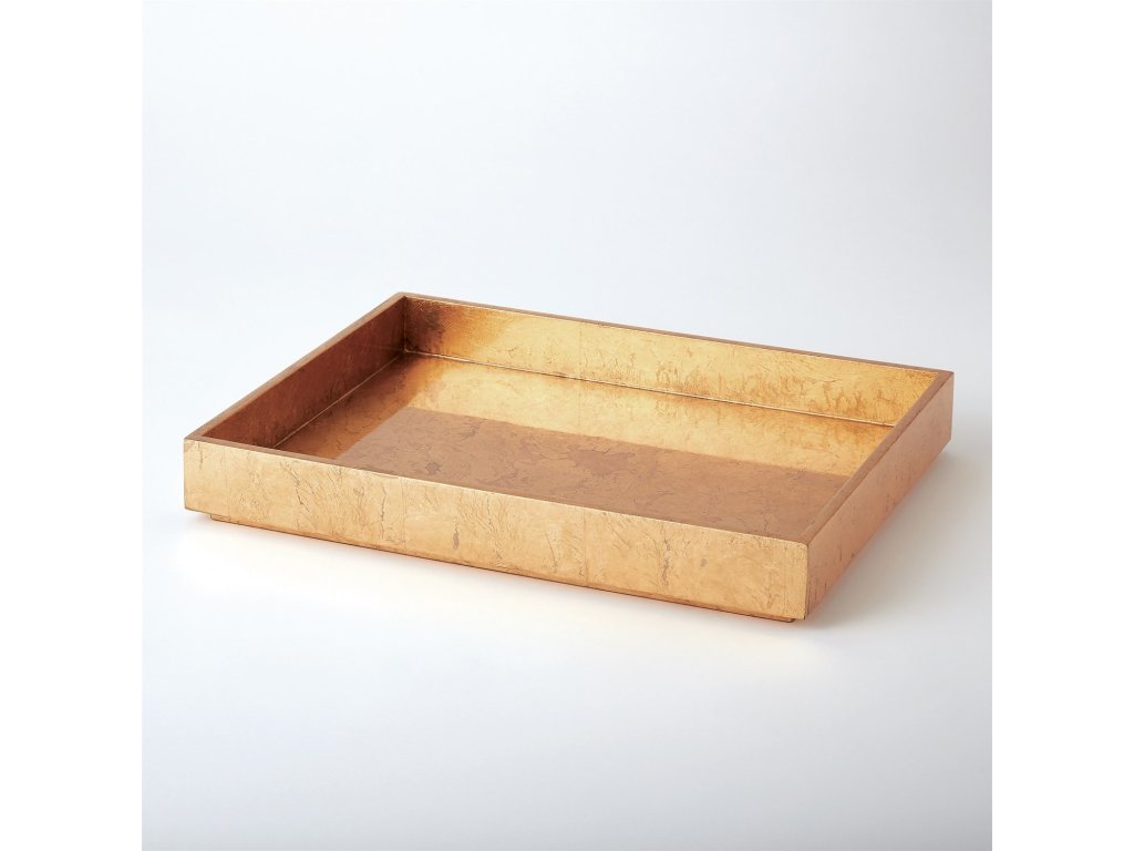 Luxe Gold Leaf Rectangle Tray-Sm - image 1