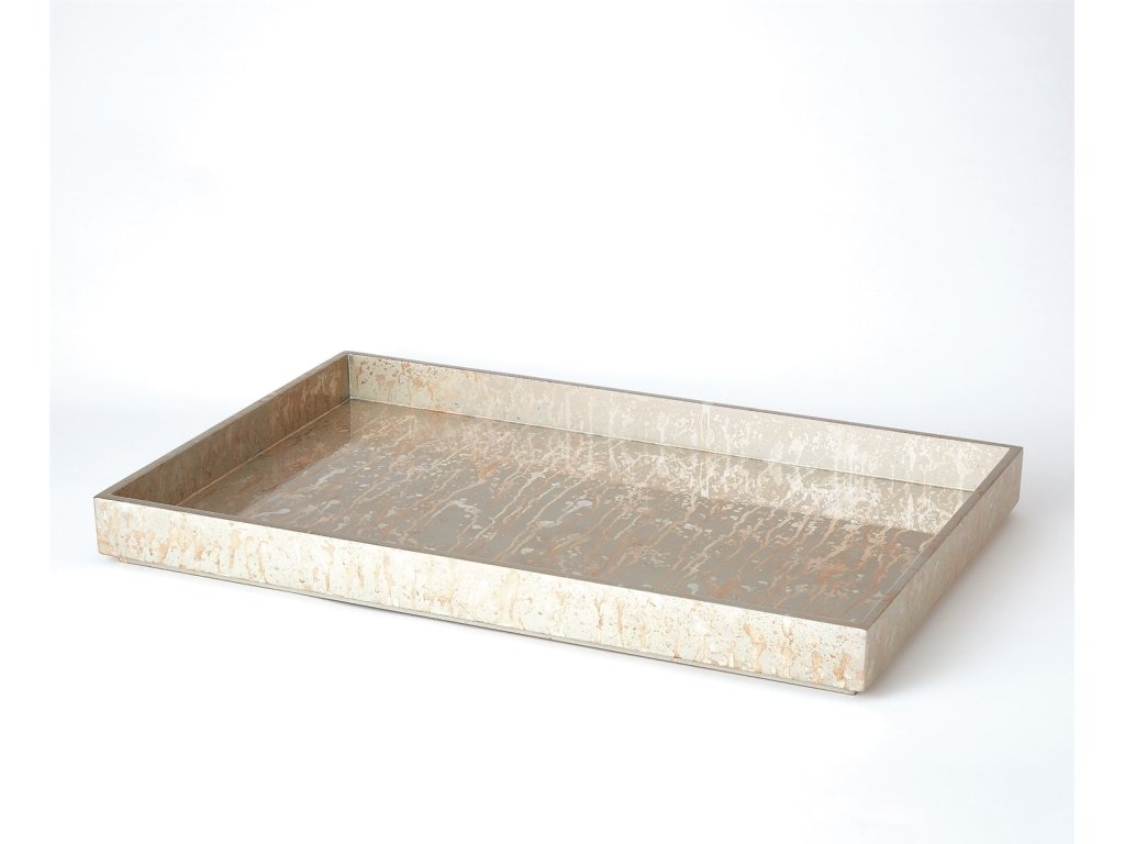 Champagne Silver Leaf Rectangle Tray-Sm - image 1