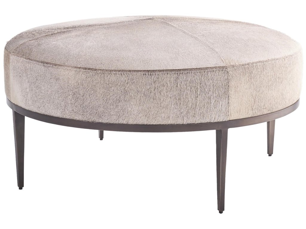 Urban Ottoman with Grey Hair-on-Hide-Antique Gunmetal - image 2