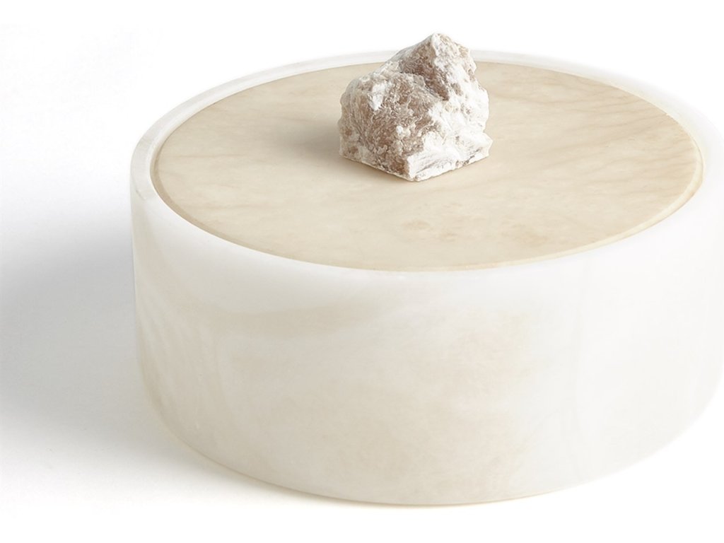 Alabaster Round Box with Rock Finial - image 1