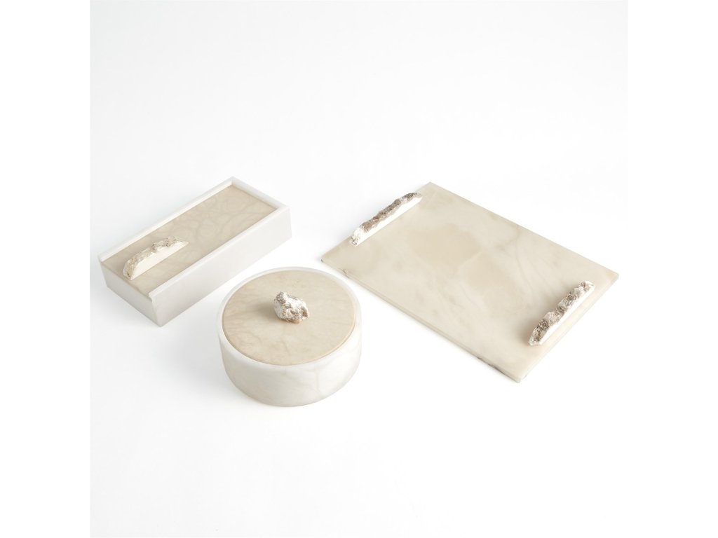 Alabaster Round Box with Rock Finial - main image