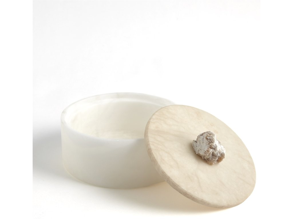 Alabaster Round Box with Rock Finial - image 2