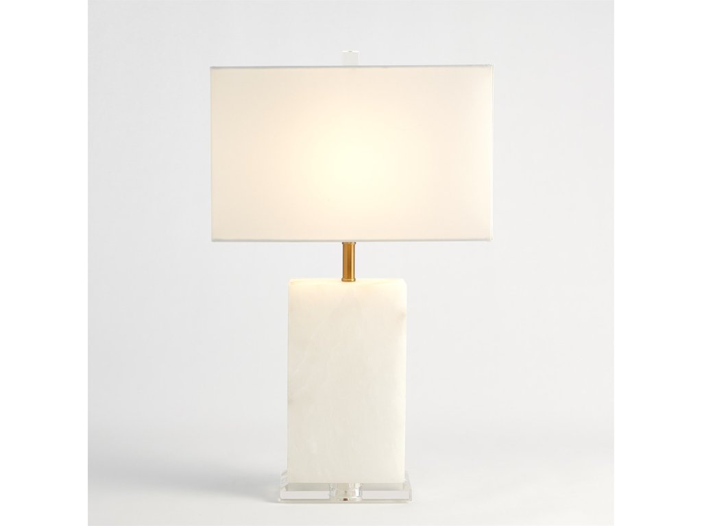 Alabaster Rectangular Table Lamp-Brass - main image