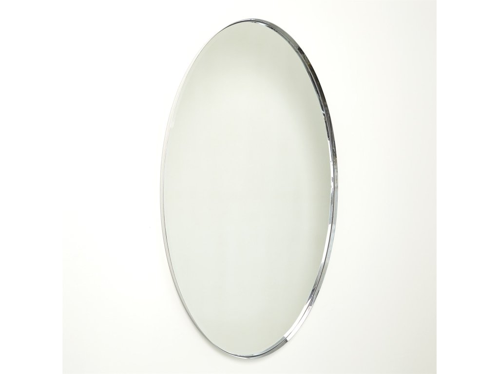 Elongated Oval Mirror-Nickel-Lg - image 1