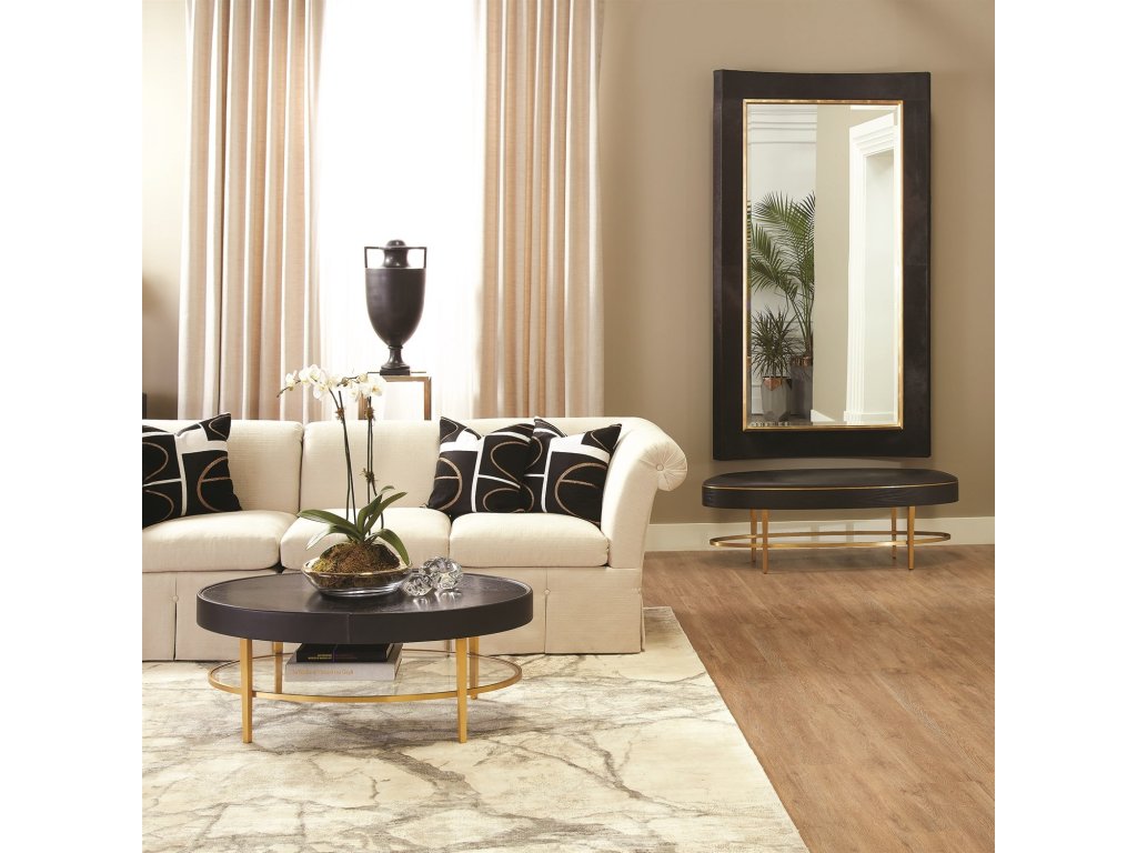 Curved Floor Mirror-Black Hair-on-Hide - image 1