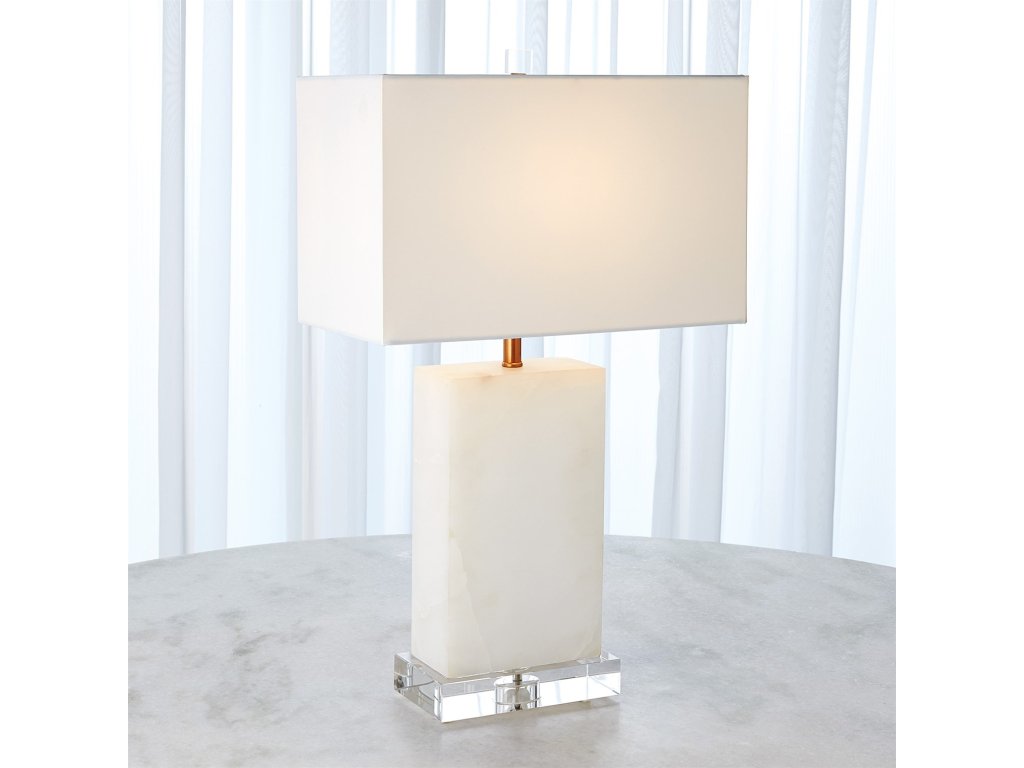 Alabaster Rectangular Table Lamp-Brass - image 2