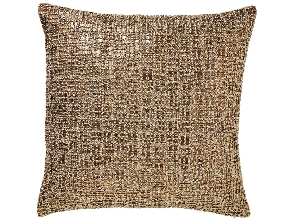 Beaded Basketweave Pillow-Antique Gold - image 1