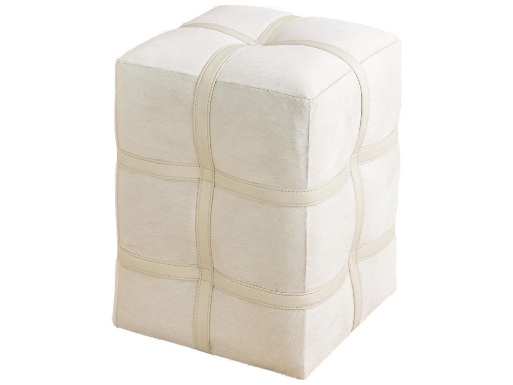 Belted Poof-Ivory Hair-on-Hide Leather - image 3