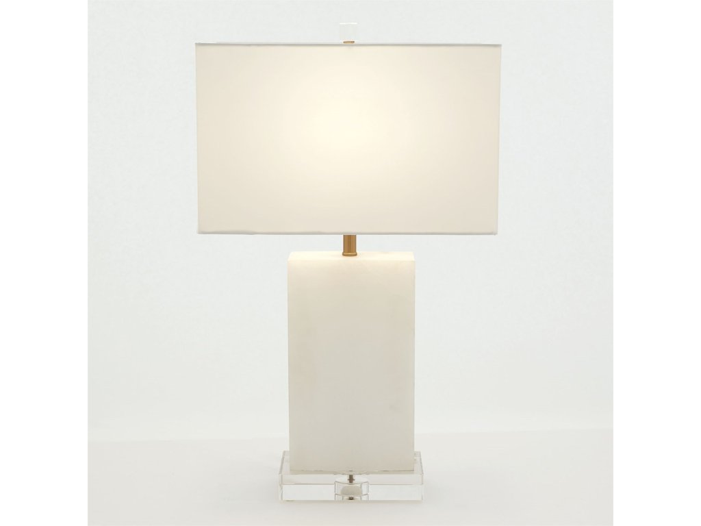 Alabaster Rectangular Table Lamp-Brass - image 1