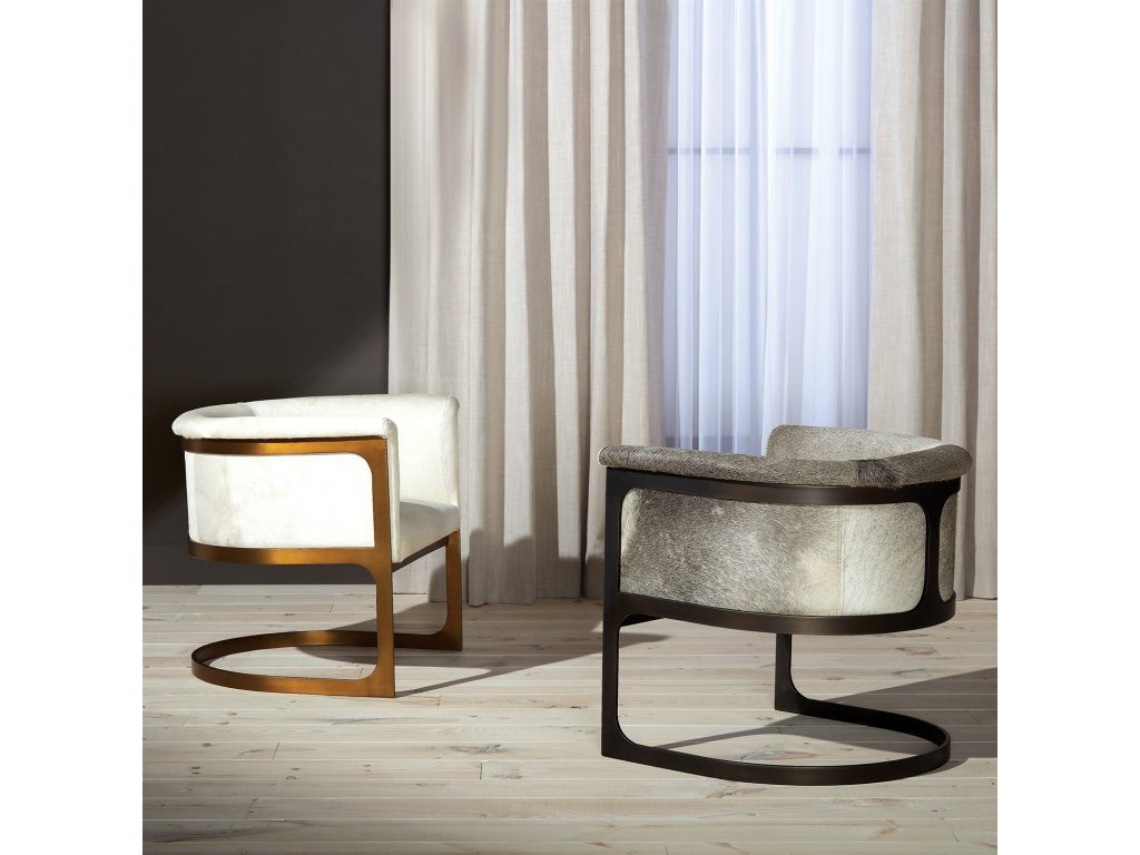 Regan Barrel Chair with Grey Hair-on-Hide-Antique Gunmetal - image 2