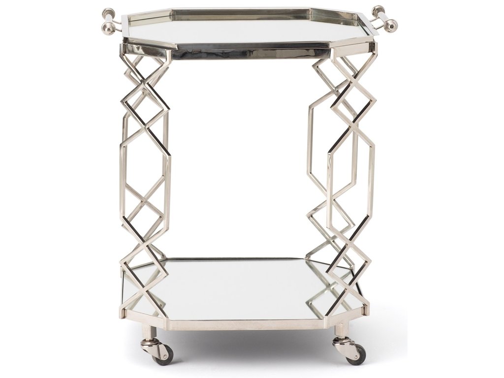 Octagonal Fret Serving Trolley and Tray-Polished Nickel - image 1