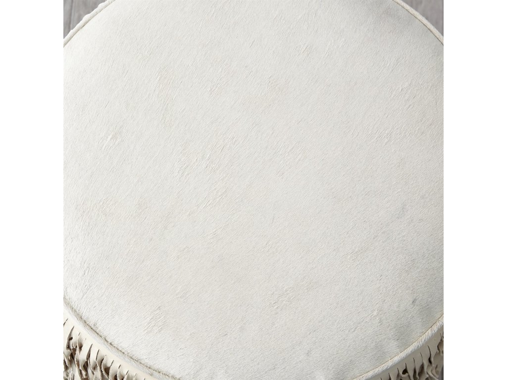 Fringe Ottoman-Ivory Marble Leather - image 7