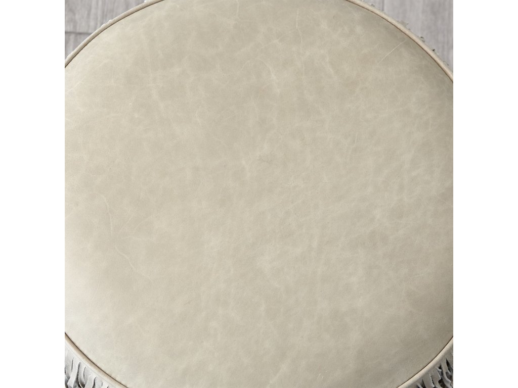 Fringe Ottoman-Ivory Marble Leather - image 3