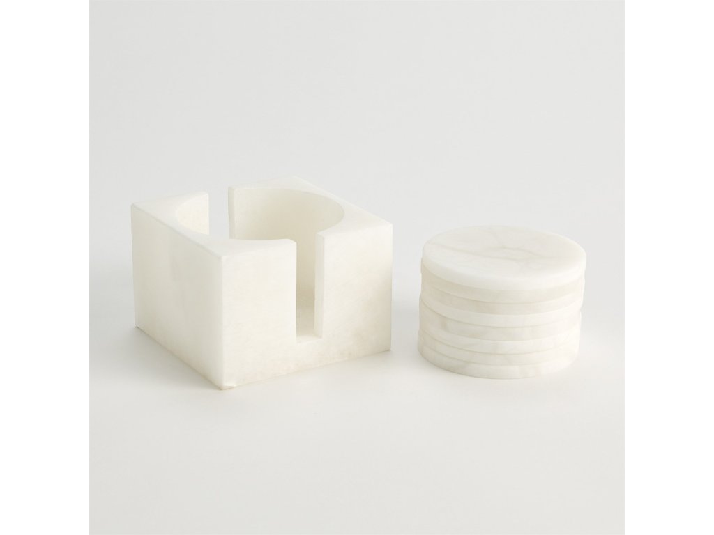 S/8 Alabaster Coasters with Holder - main image