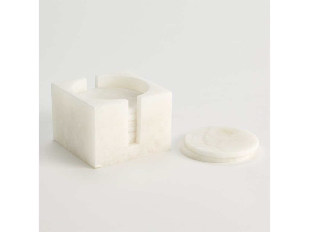 S/8 Alabaster Coasters with Holder - image 1