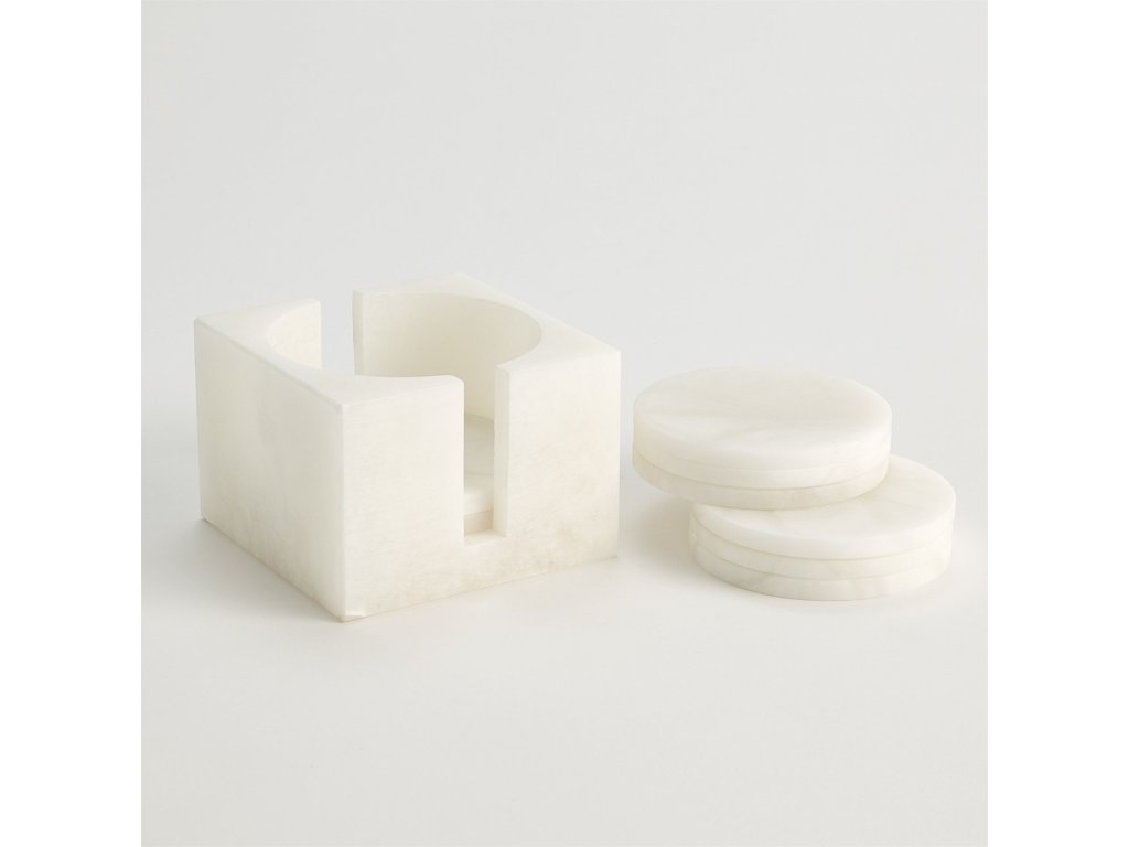 S/8 Alabaster Coasters with Holder - image 2