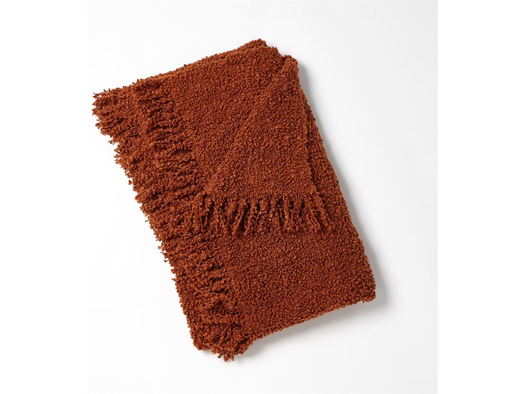 Textured Boucle Throw-Rust - image 2