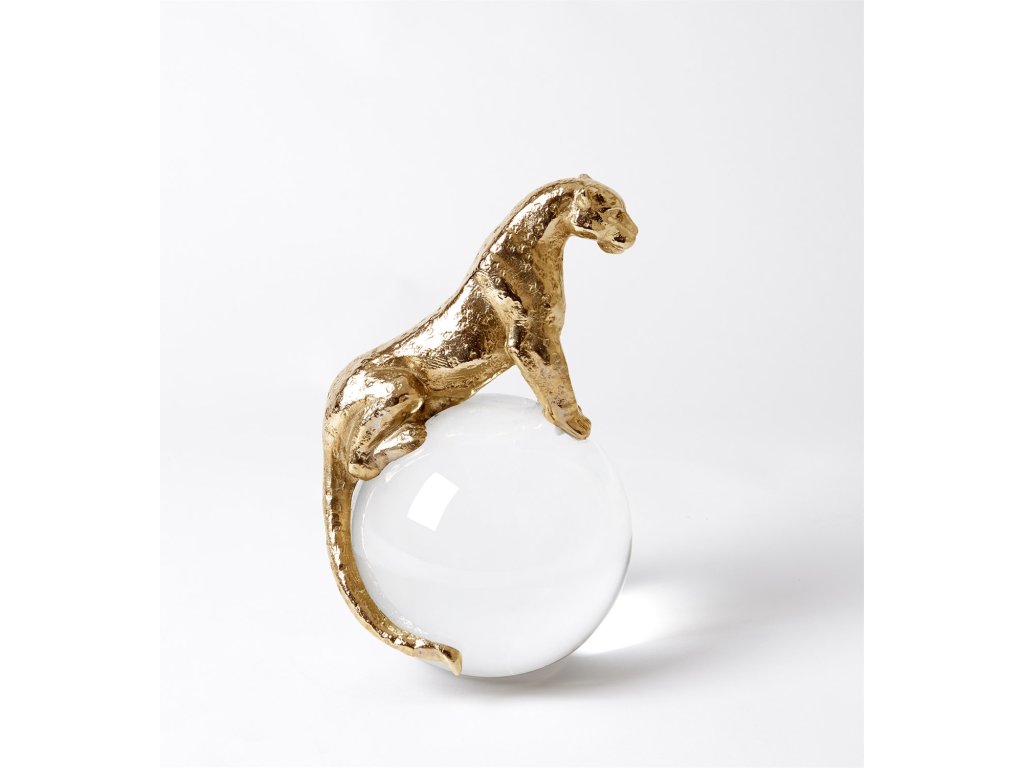 Jaguar on Crystal Sphere-Brass - image 2