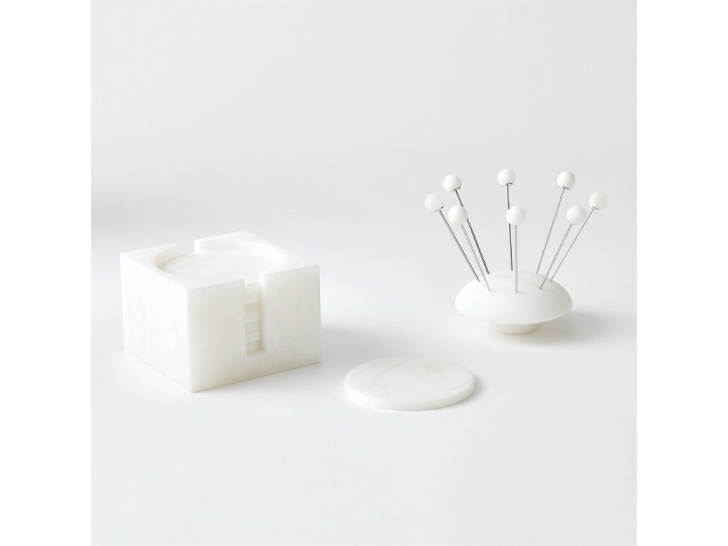 S/8 Alabaster Coasters with Holder - image 5