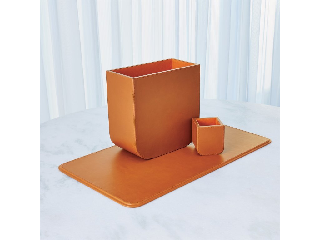 Radius Edge Leather Desk Blotter-Orange - main image