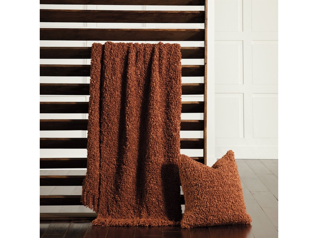 Textured Boucle Throw-Rust - image 5