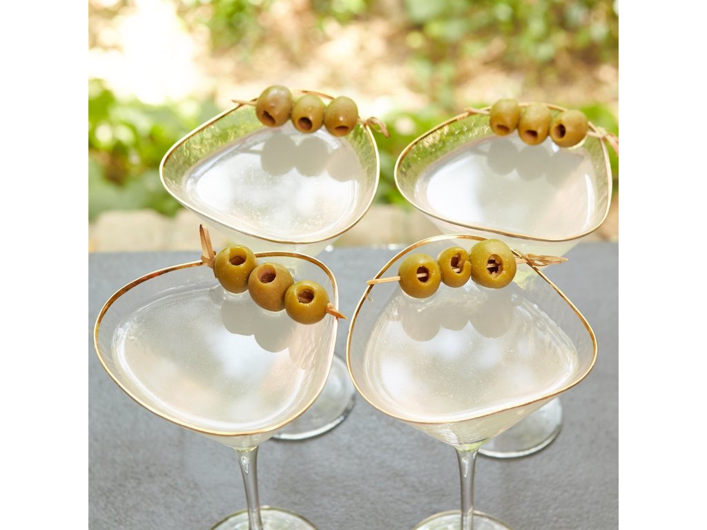 S/4 Hammered Martini Glasses-Clear with Gold Rim - image 5