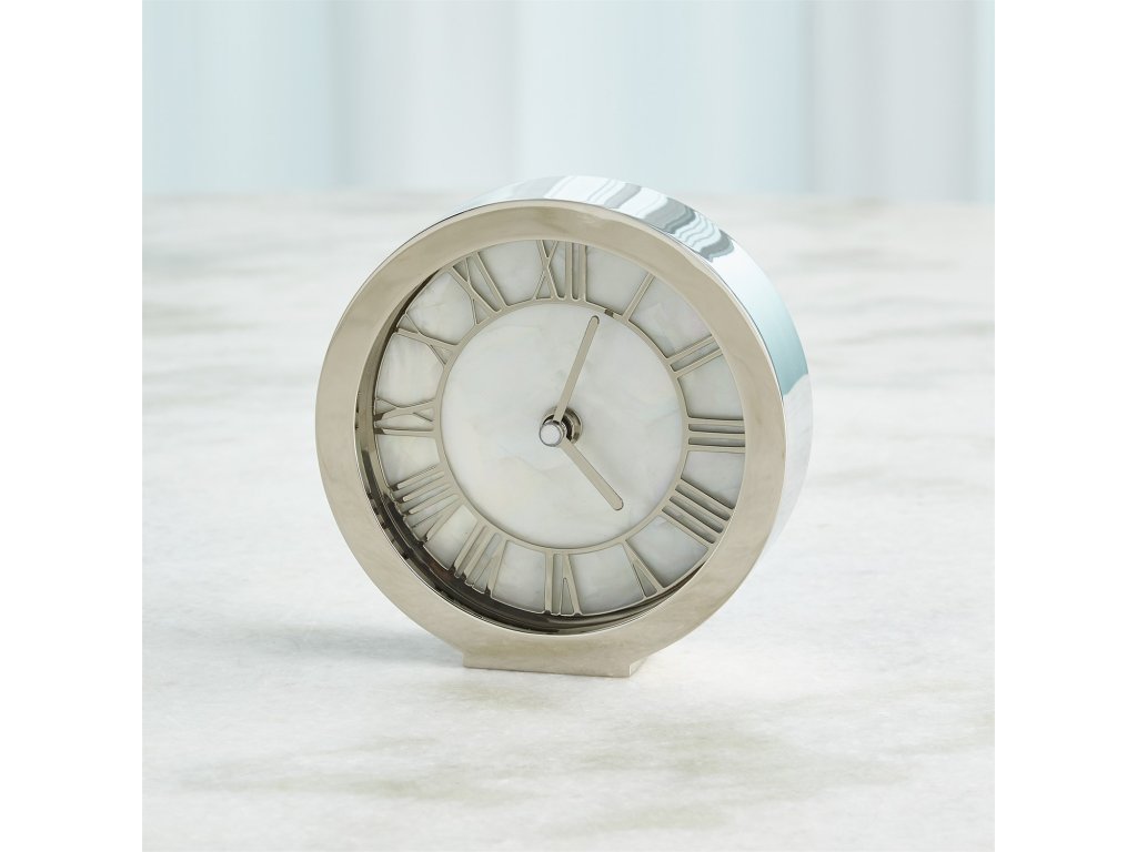 Mother of Pearl Clock-Brass - image 7