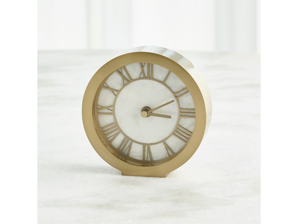 Mother of Pearl Clock-Brass - main image