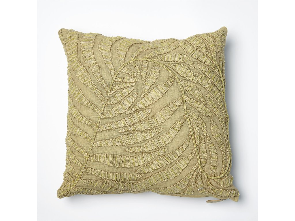 Beaded Palm Leaf Pillow-Khaki - image 2