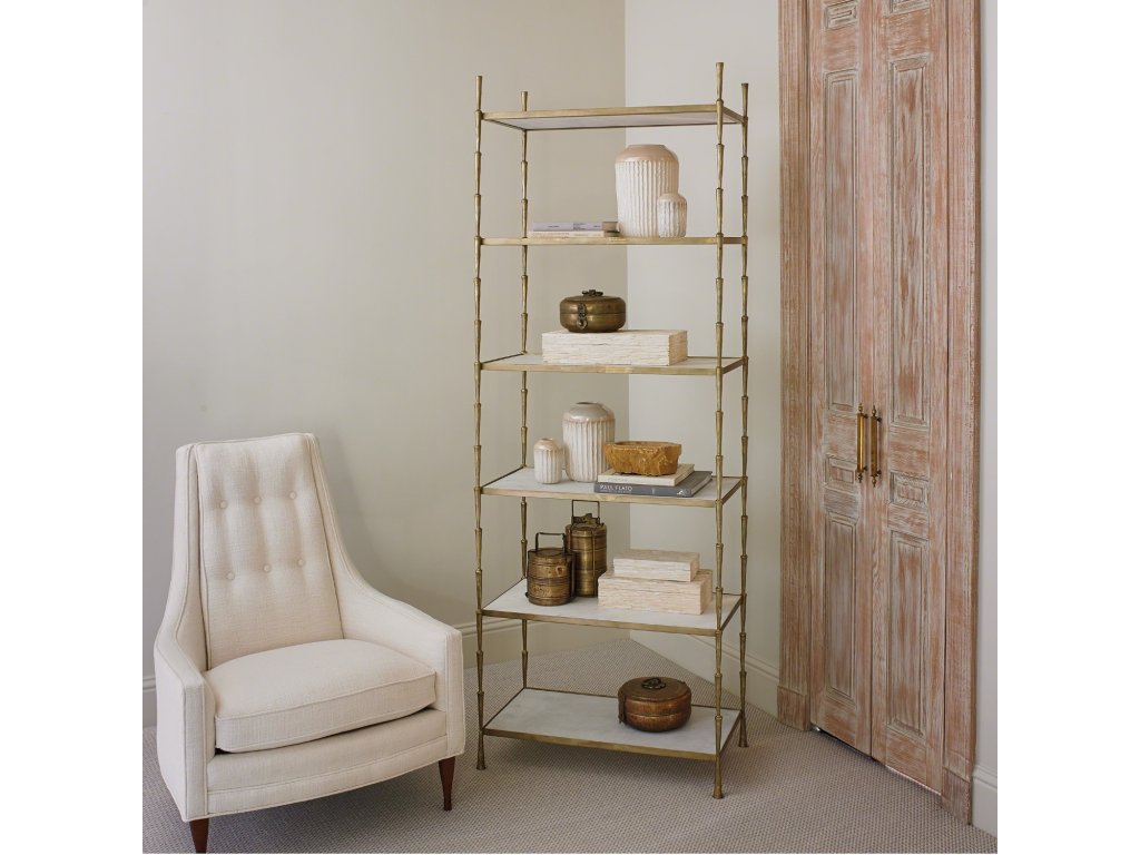 Spike Etagere-Antique Brass with White Marble - image 1
