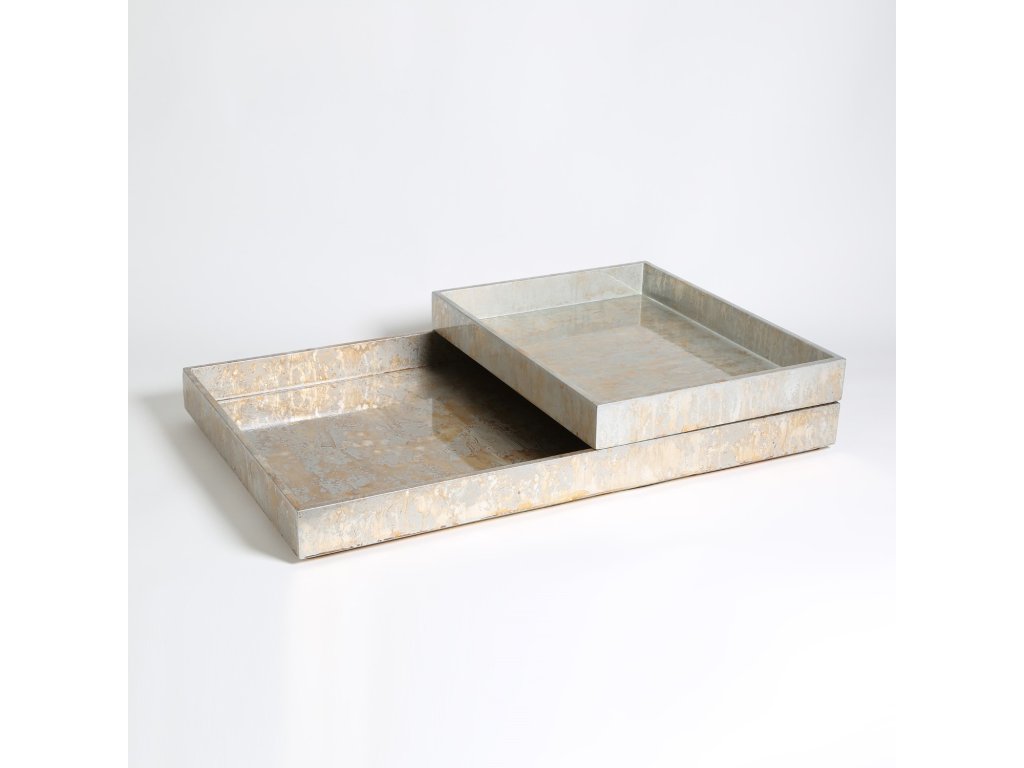 Champagne Silver Leaf Rectangle Tray-Sm - main image