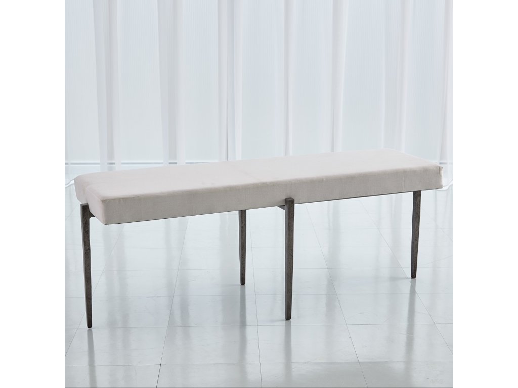 Laforge Bench-Natural Iron with Muslin Cushion-Lg - main image