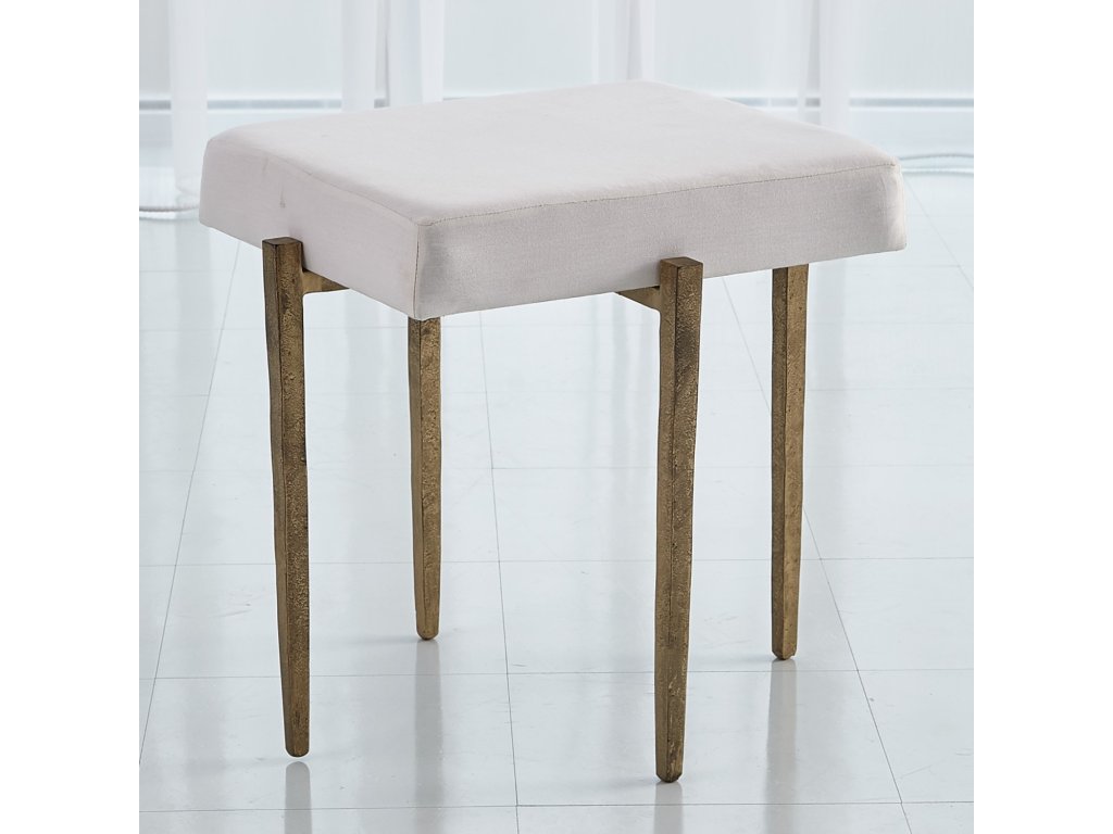 Laforge Bench-Antique Gold with Muslin Cushion-Sm - main image
