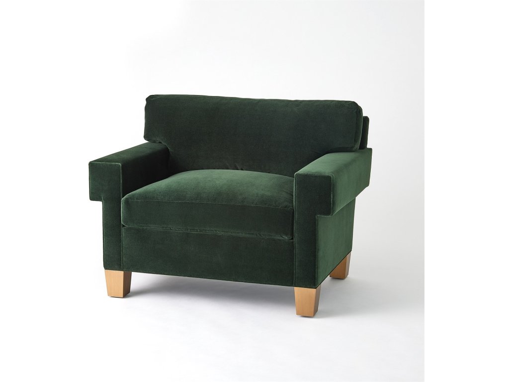 Square Arm Chair-Green Velvet - main image