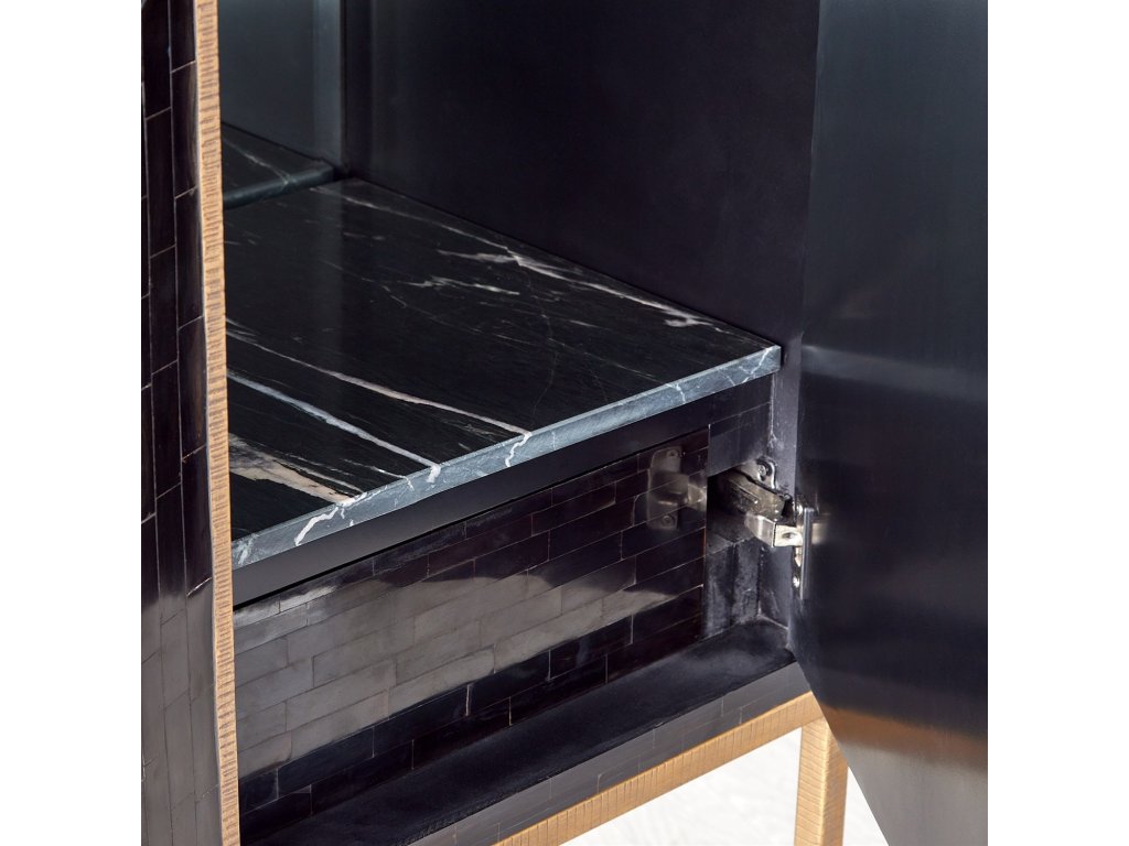 Horn Inlay Bar Cabinet-Black/Antique Brass - image 5