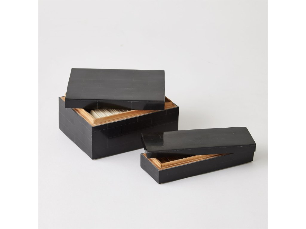 Boxed Bone Domino Set-Black - image 1