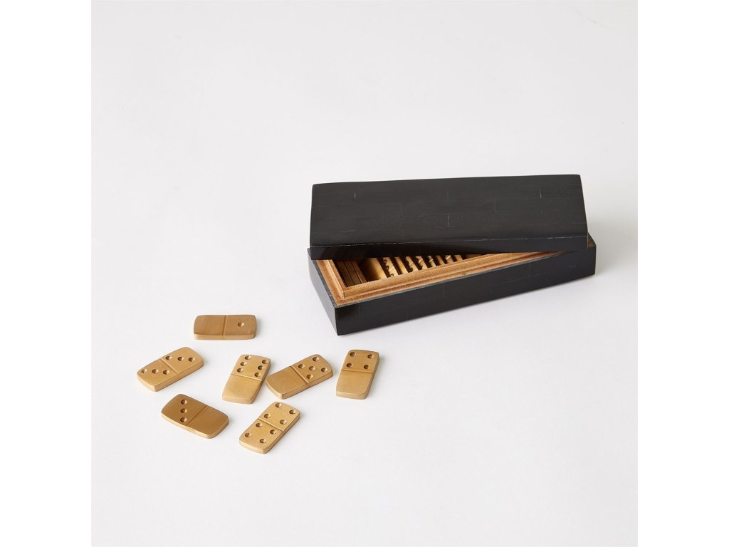 Boxed Bone Domino Set-Black - main image