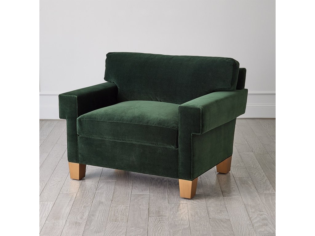 Square Arm Chair-Green Velvet - image 1