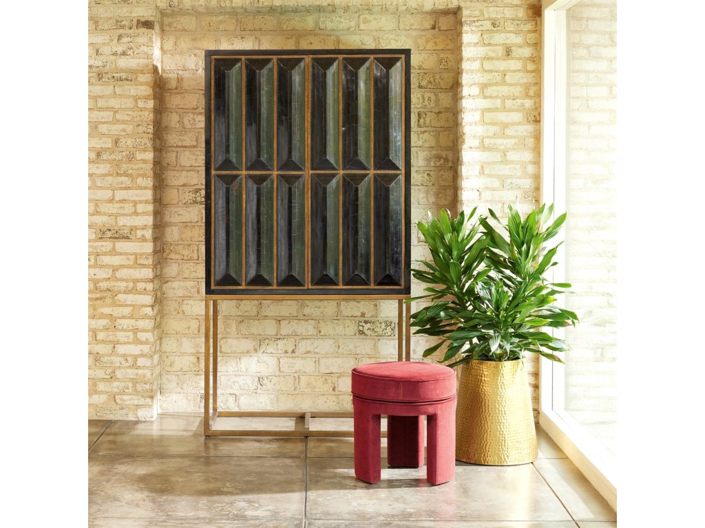 Horn Inlay Bar Cabinet-Black/Antique Brass - image 9