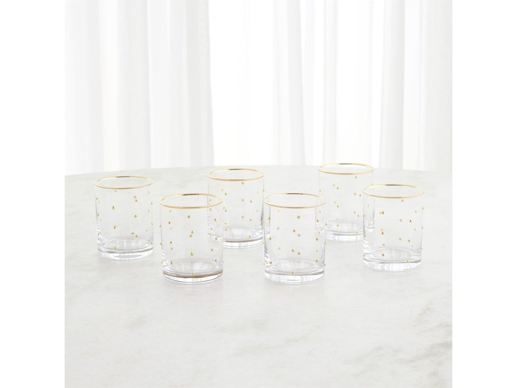 S/6 Celebration DOF Glasses-Clear with Gold Dots - image 1