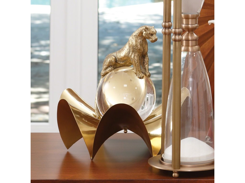 Jaguar on Crystal Sphere-Brass - image 1