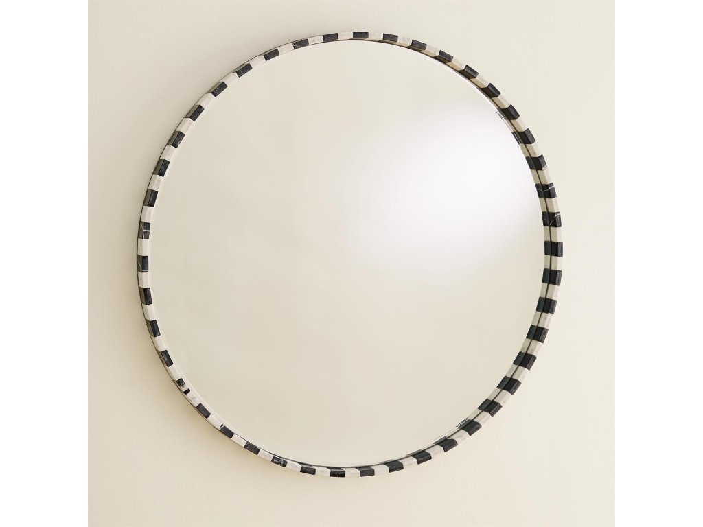 Black/White Marble Mirror-Round - main image
