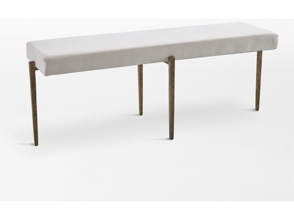 Laforge Bench-Antique Gold with Muslin Cushion-Lg - image 1