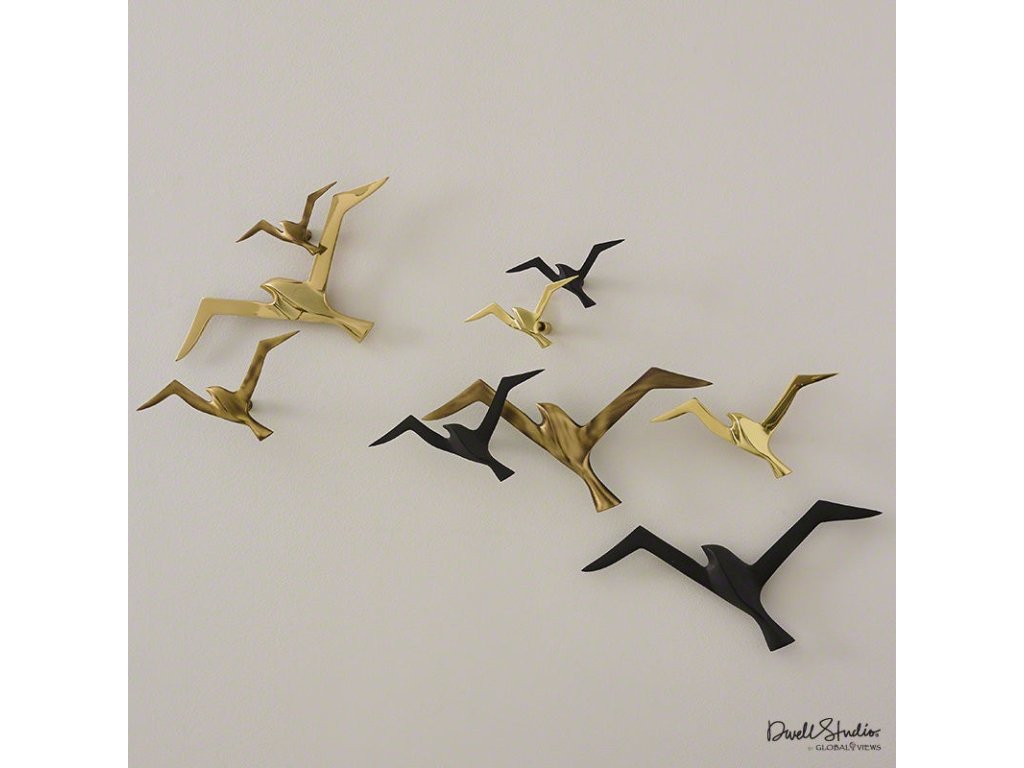 S/3 Metallic Flock Wall Decor-Brass - main image