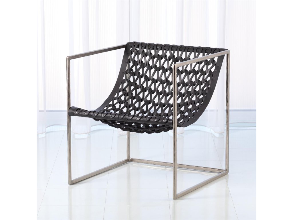 Knit Pearl Chair-Nickel-Dark Grey Leather - main image