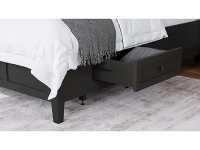 Grace Four Drawer Platform Storage Bed in Raven Black