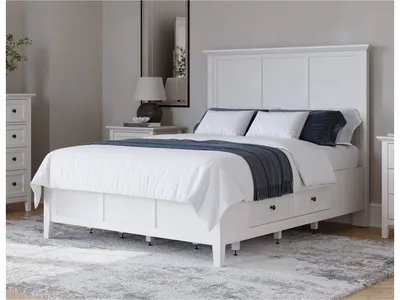 Grace Four Drawer Platform Storage Bed in Snowfall White